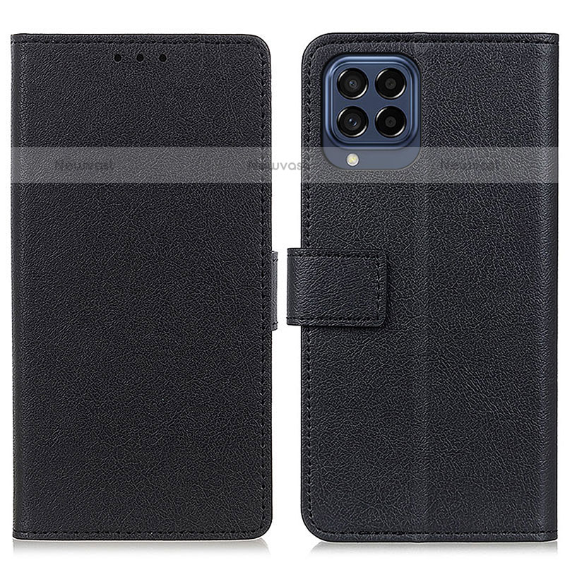 Leather Case Stands Flip Cover Holder M08L for Samsung Galaxy M53 5G Black