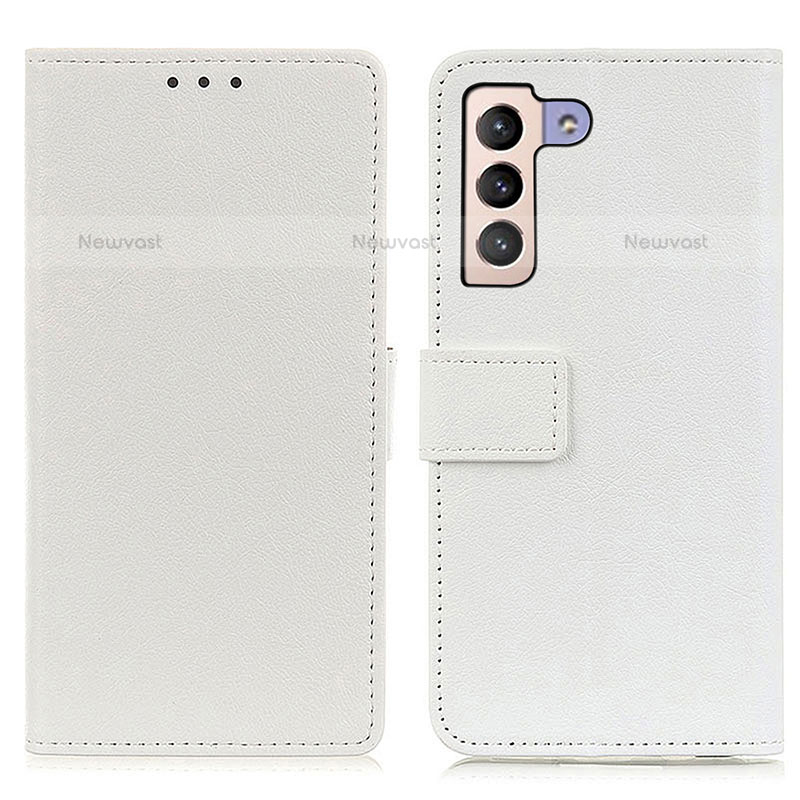 Leather Case Stands Flip Cover Holder M08L for Samsung Galaxy S21 5G White