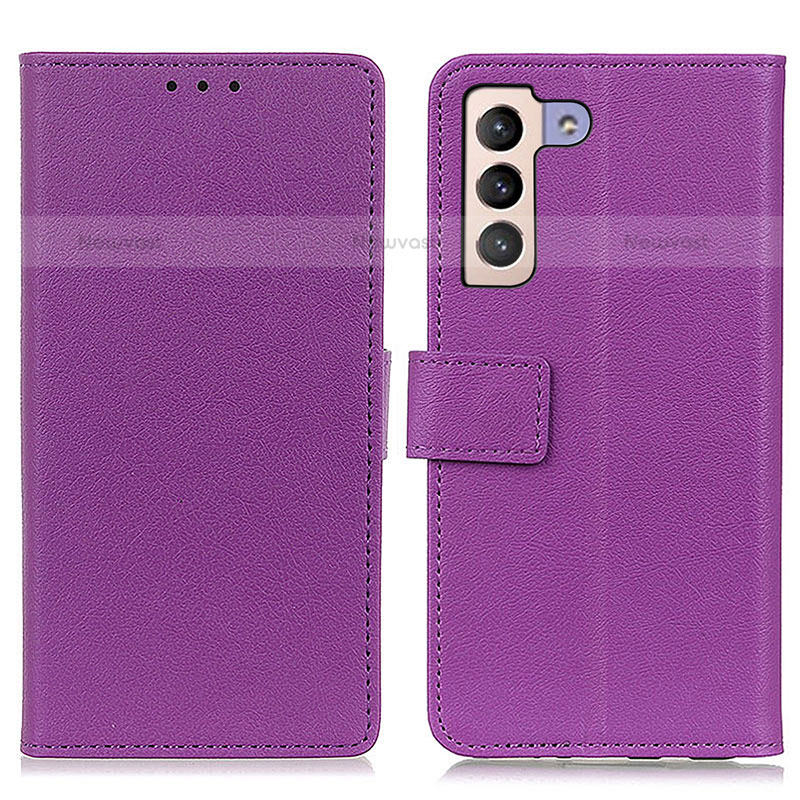 Leather Case Stands Flip Cover Holder M08L for Samsung Galaxy S22 5G Purple