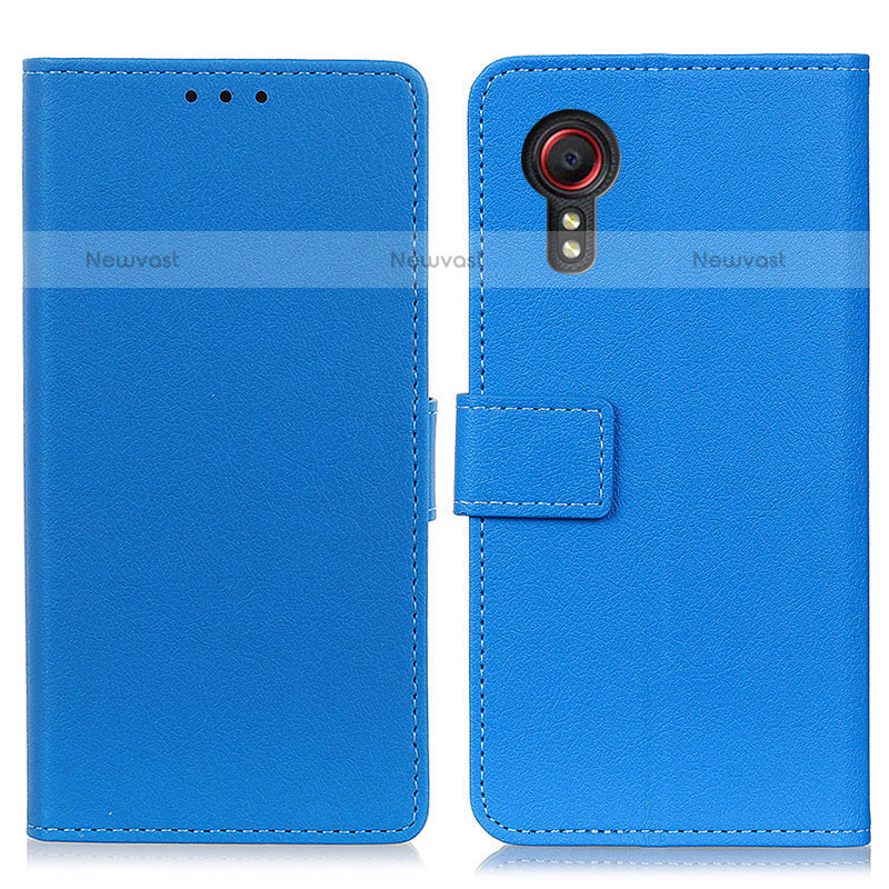 Leather Case Stands Flip Cover Holder M08L for Samsung Galaxy XCover 5 SM-G525F Blue