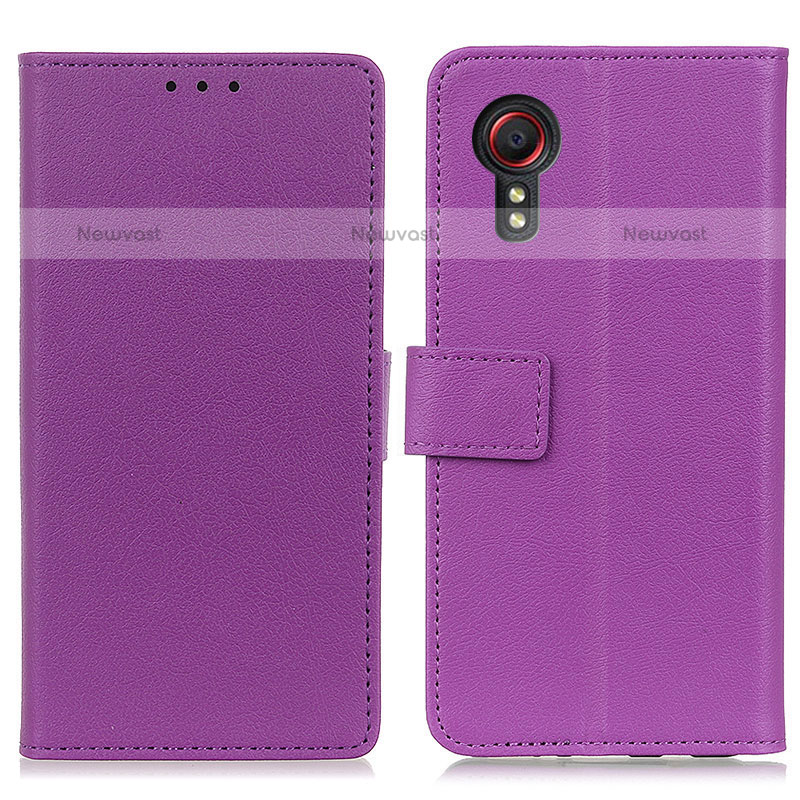 Leather Case Stands Flip Cover Holder M08L for Samsung Galaxy XCover 5 SM-G525F Purple