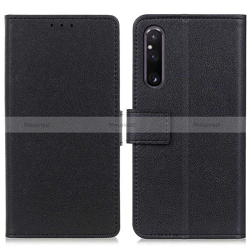 Leather Case Stands Flip Cover Holder M08L for Sony Xperia 1 V Black