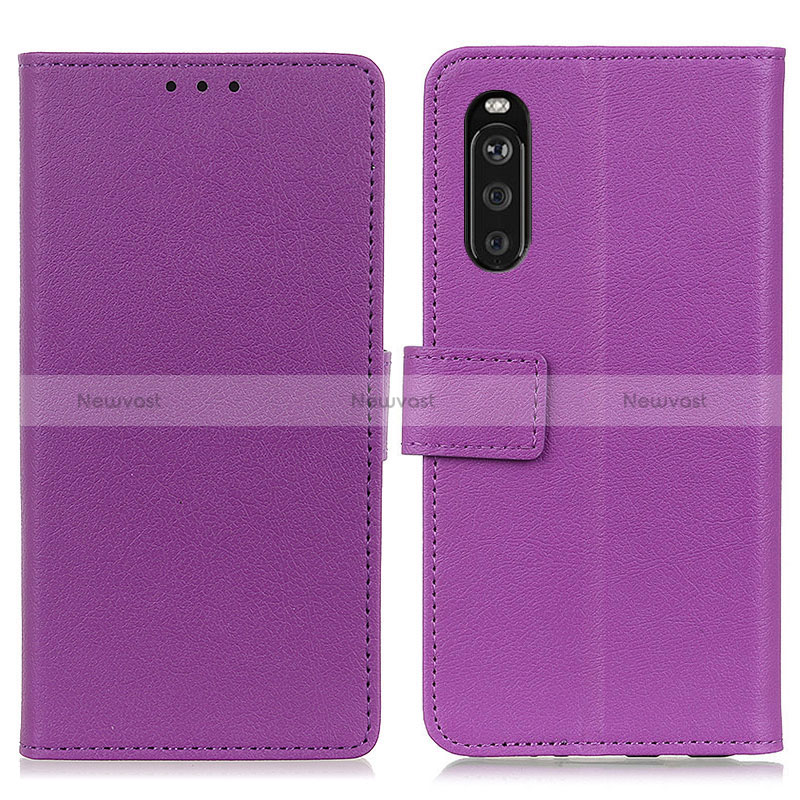 Leather Case Stands Flip Cover Holder M08L for Sony Xperia 10 III Lite Purple