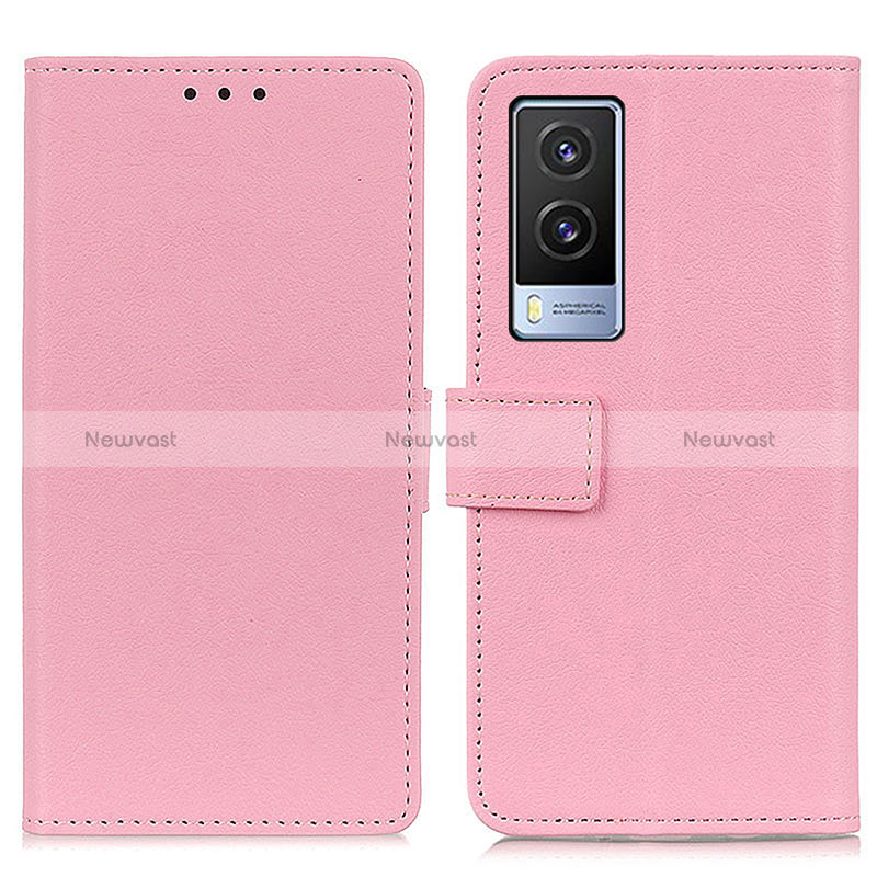 Leather Case Stands Flip Cover Holder M08L for Vivo V21e 5G Pink