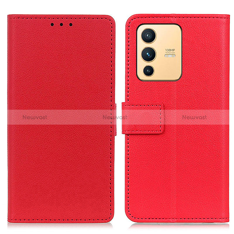 Leather Case Stands Flip Cover Holder M08L for Vivo V23 5G Red