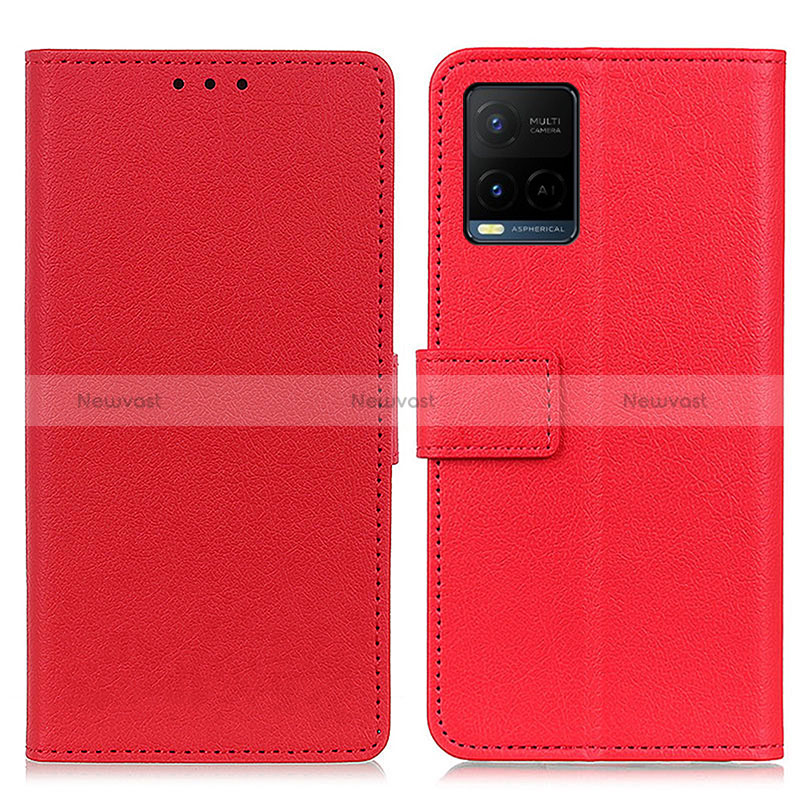 Leather Case Stands Flip Cover Holder M08L for Vivo Y21s Red