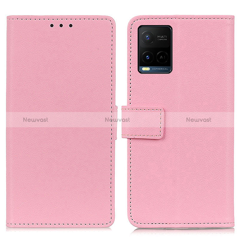 Leather Case Stands Flip Cover Holder M08L for Vivo Y32 4G Pink