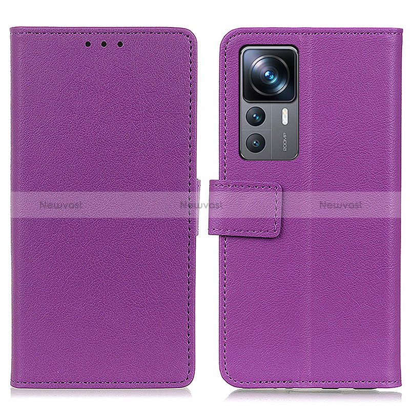 Leather Case Stands Flip Cover Holder M08L for Xiaomi Mi 12T 5G Purple