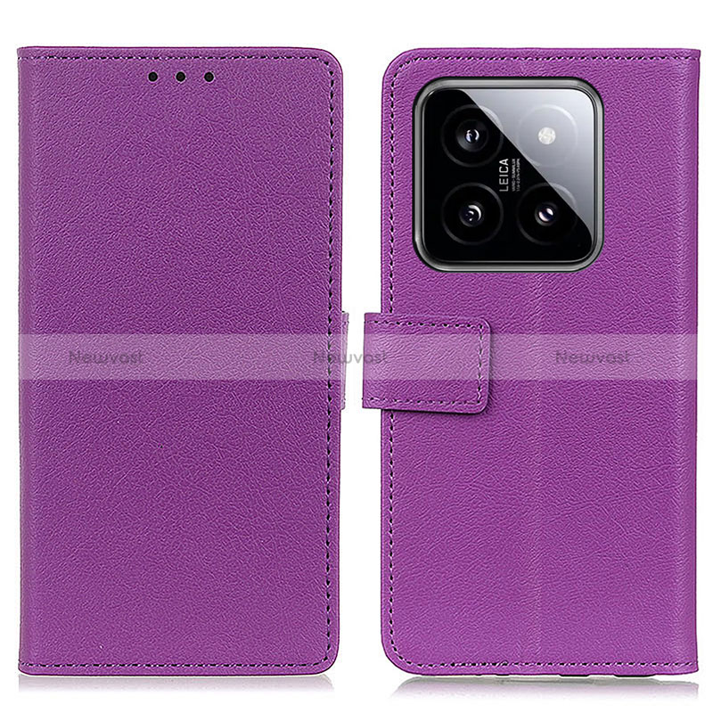 Leather Case Stands Flip Cover Holder M08L for Xiaomi Mi 14 5G Purple