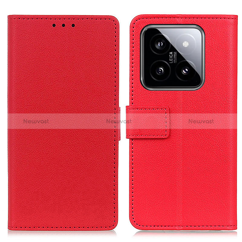 Leather Case Stands Flip Cover Holder M08L for Xiaomi Mi 14 5G Red