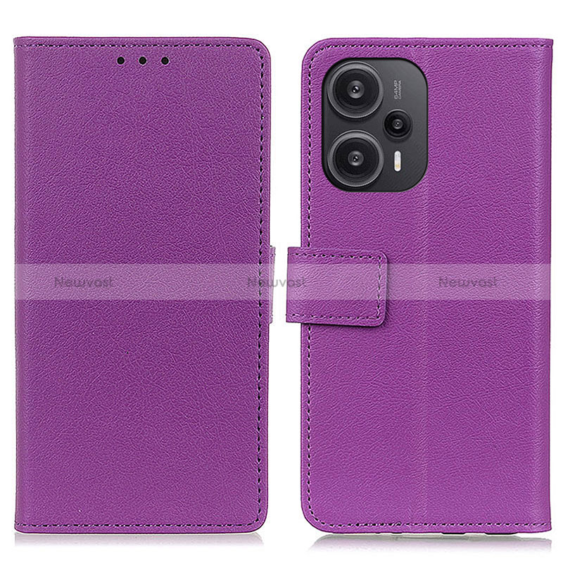 Leather Case Stands Flip Cover Holder M08L for Xiaomi Poco F5 5G Purple