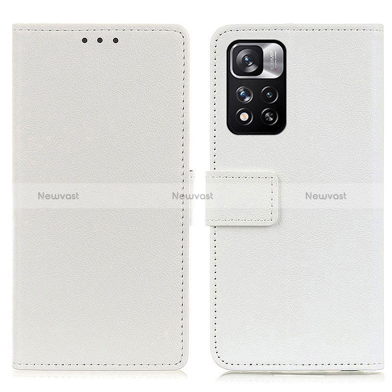 Leather Case Stands Flip Cover Holder M08L for Xiaomi Poco X4 NFC White