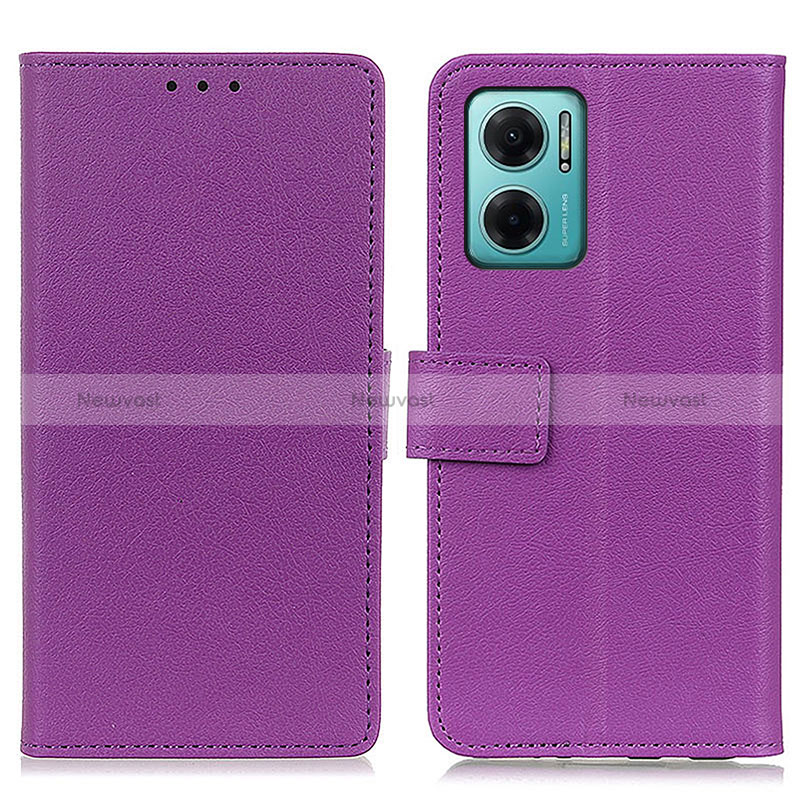 Leather Case Stands Flip Cover Holder M08L for Xiaomi Redmi 10 5G Purple