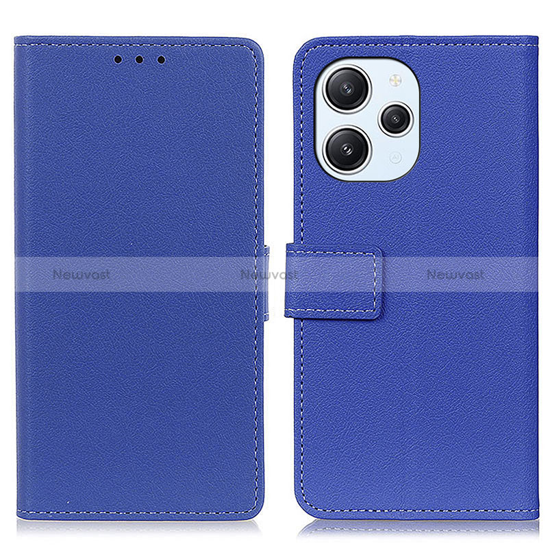 Leather Case Stands Flip Cover Holder M08L for Xiaomi Redmi 12 4G Blue