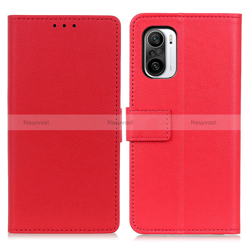 Leather Case Stands Flip Cover Holder M08L for Xiaomi Redmi K40 5G Red