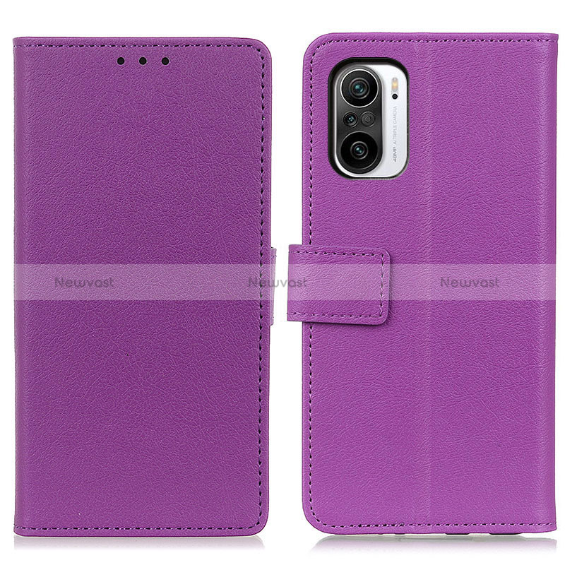 Leather Case Stands Flip Cover Holder M08L for Xiaomi Redmi K40 Pro 5G Purple