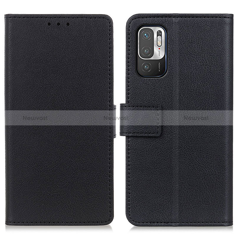 Leather Case Stands Flip Cover Holder M08L for Xiaomi Redmi Note 10 5G Black