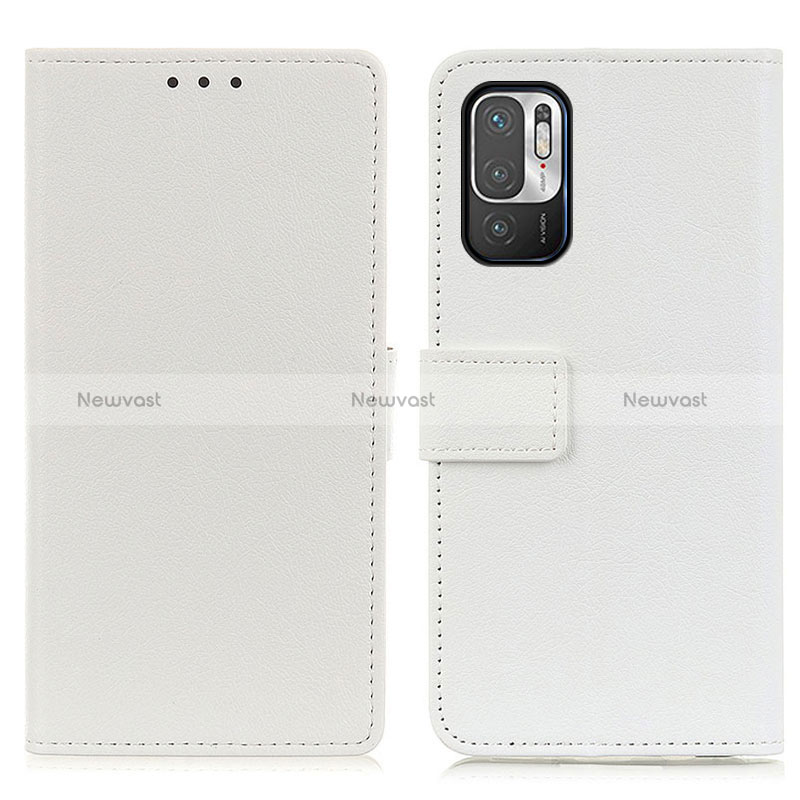 Leather Case Stands Flip Cover Holder M08L for Xiaomi Redmi Note 10 5G White