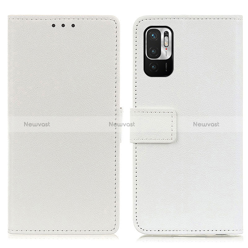 Leather Case Stands Flip Cover Holder M08L for Xiaomi Redmi Note 10 JE 5G White