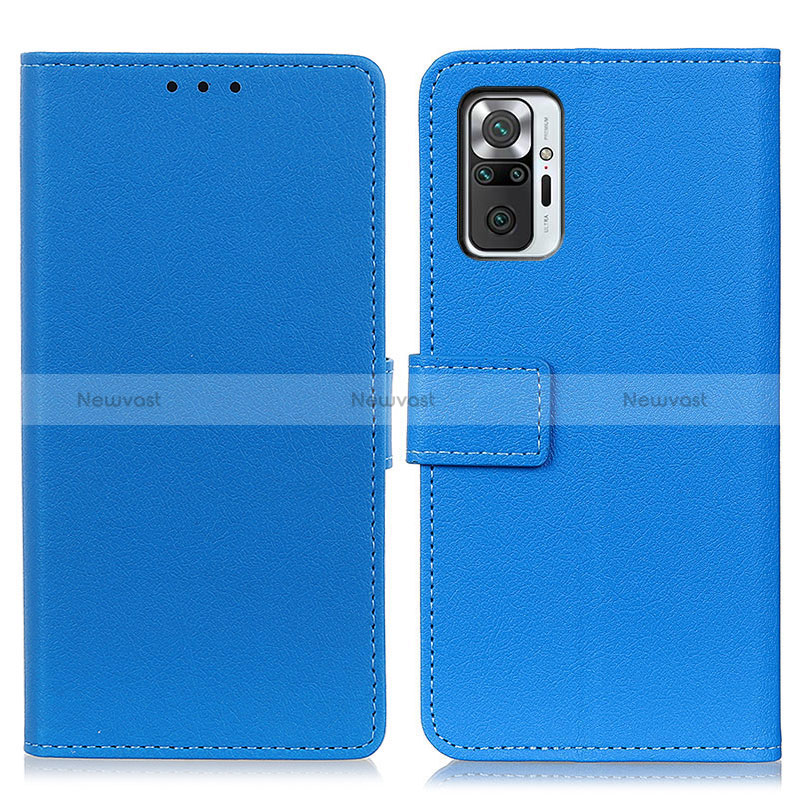 Leather Case Stands Flip Cover Holder M08L for Xiaomi Redmi Note 10 Pro 4G Blue