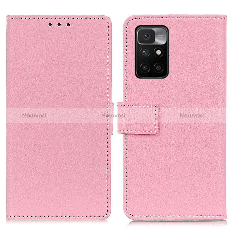 Leather Case Stands Flip Cover Holder M08L for Xiaomi Redmi Note 11 4G (2021) Pink