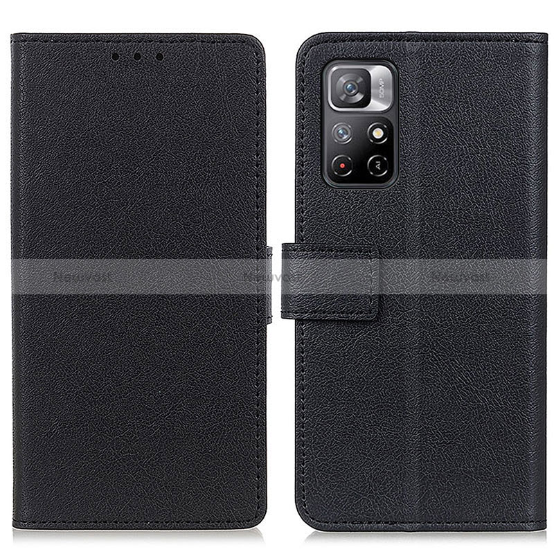 Leather Case Stands Flip Cover Holder M08L for Xiaomi Redmi Note 11 5G Black