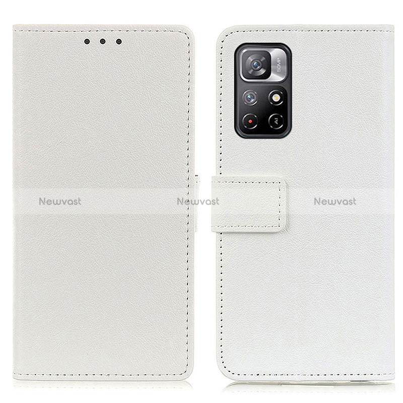 Leather Case Stands Flip Cover Holder M08L for Xiaomi Redmi Note 11 5G White