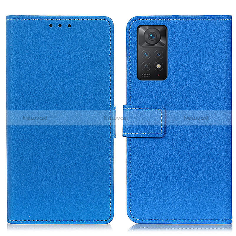 Leather Case Stands Flip Cover Holder M08L for Xiaomi Redmi Note 11 Pro 4G Blue