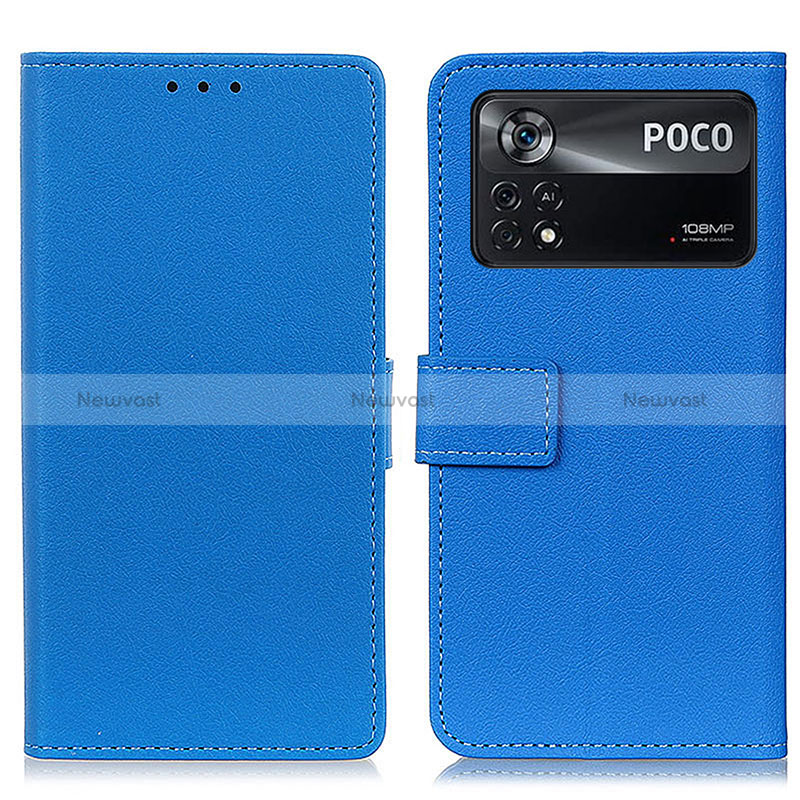 Leather Case Stands Flip Cover Holder M08L for Xiaomi Redmi Note 11E Pro 5G Blue