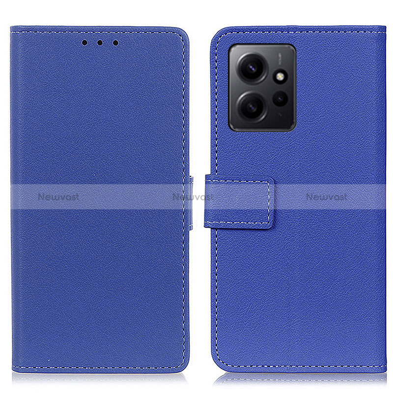 Leather Case Stands Flip Cover Holder M08L for Xiaomi Redmi Note 12 4G Blue