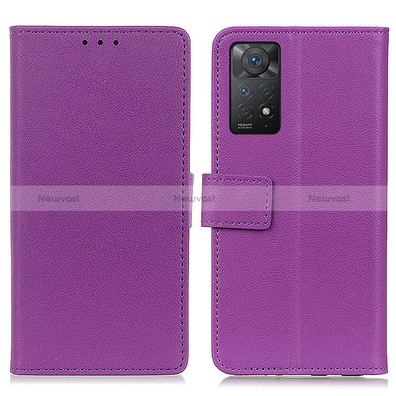 Leather Case Stands Flip Cover Holder M08L for Xiaomi Redmi Note 12 Pro 4G Purple