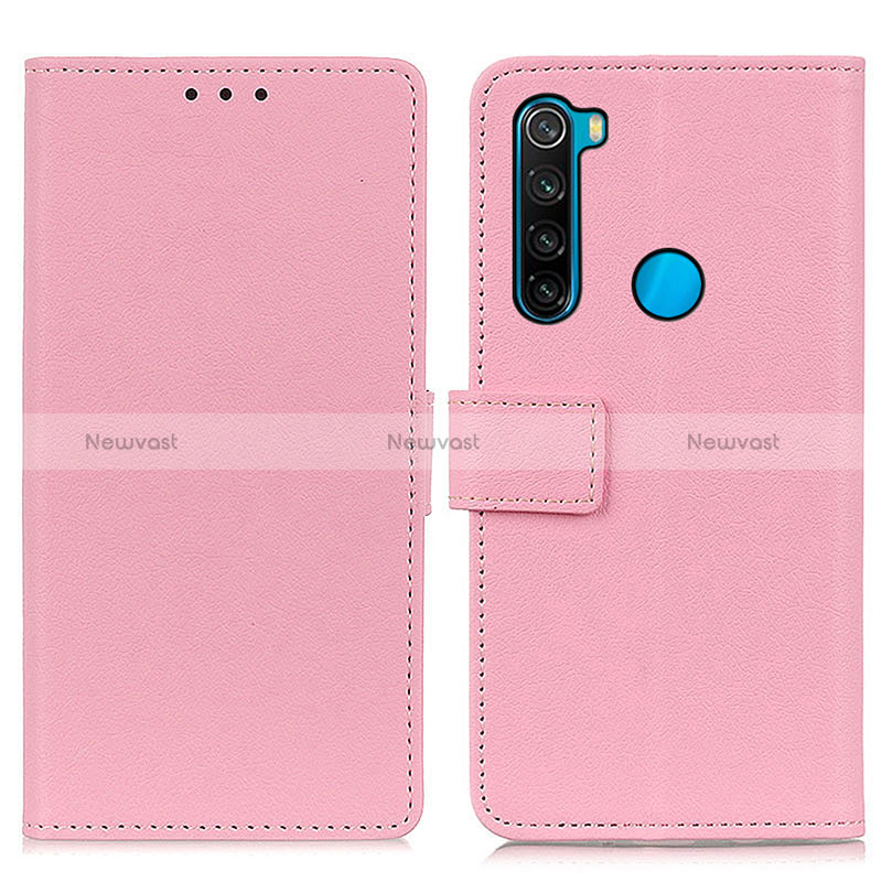 Leather Case Stands Flip Cover Holder M08L for Xiaomi Redmi Note 8 (2021) Pink