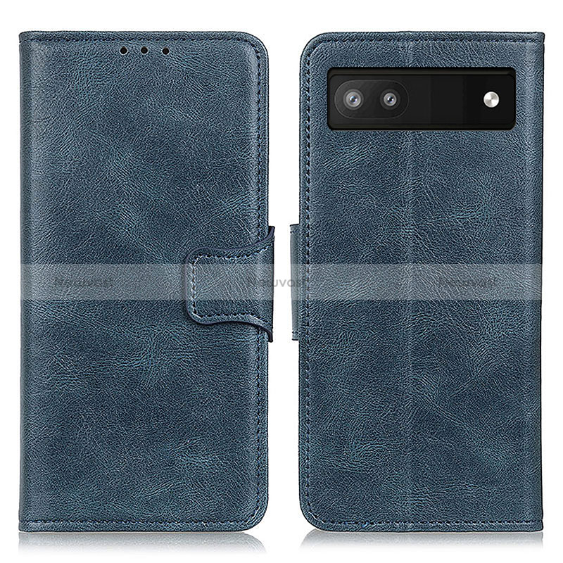 Leather Case Stands Flip Cover Holder M09L for Google Pixel 7a 5G Blue