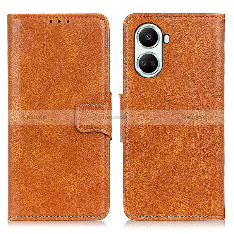 Leather Case Stands Flip Cover Holder M09L for Huawei Nova 10 SE Brown