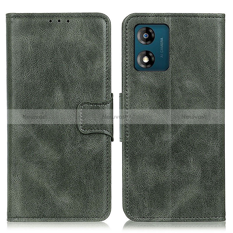 Leather Case Stands Flip Cover Holder M09L for Motorola Moto E13 Green