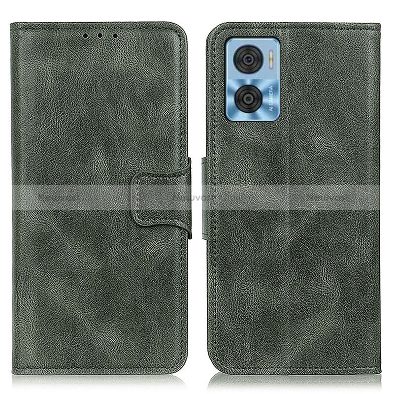 Leather Case Stands Flip Cover Holder M09L for Motorola Moto E22 Green