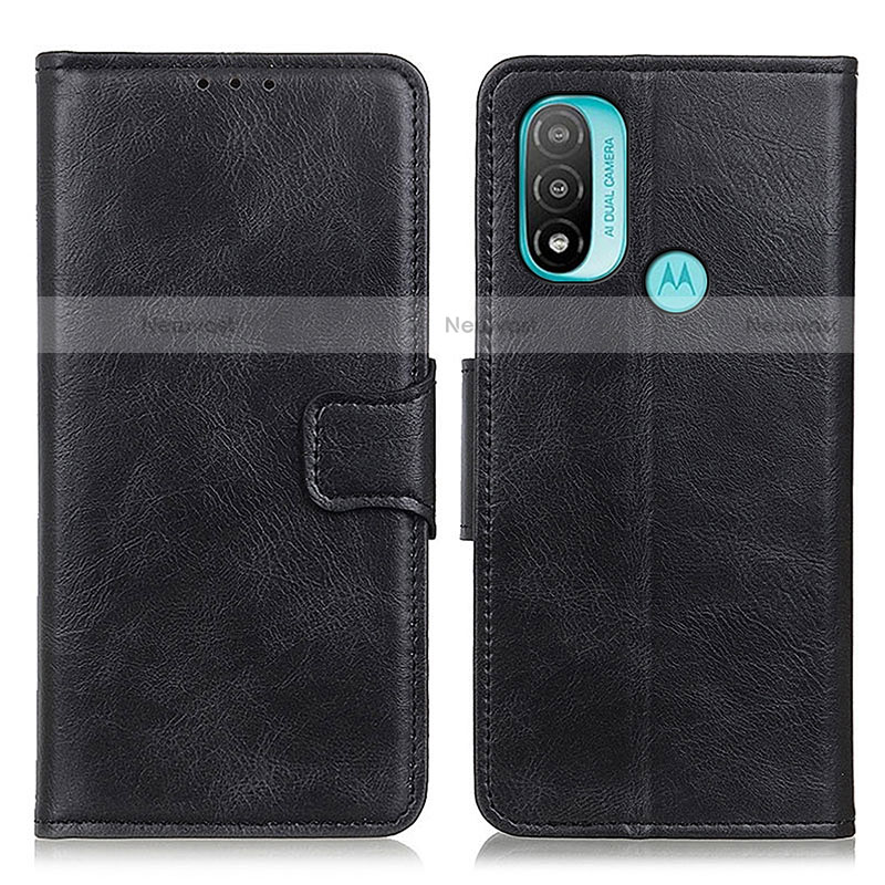 Leather Case Stands Flip Cover Holder M09L for Motorola Moto E30 Black