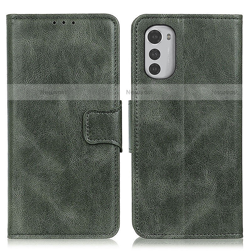 Leather Case Stands Flip Cover Holder M09L for Motorola Moto E32s Green