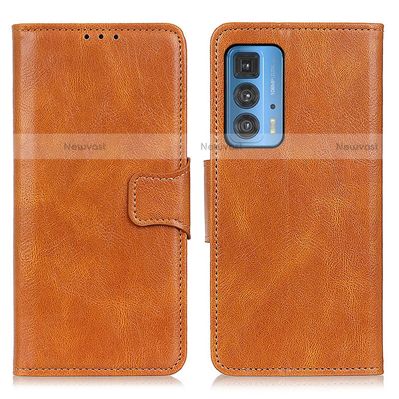 Leather Case Stands Flip Cover Holder M09L for Motorola Moto Edge 20 Pro 5G Brown