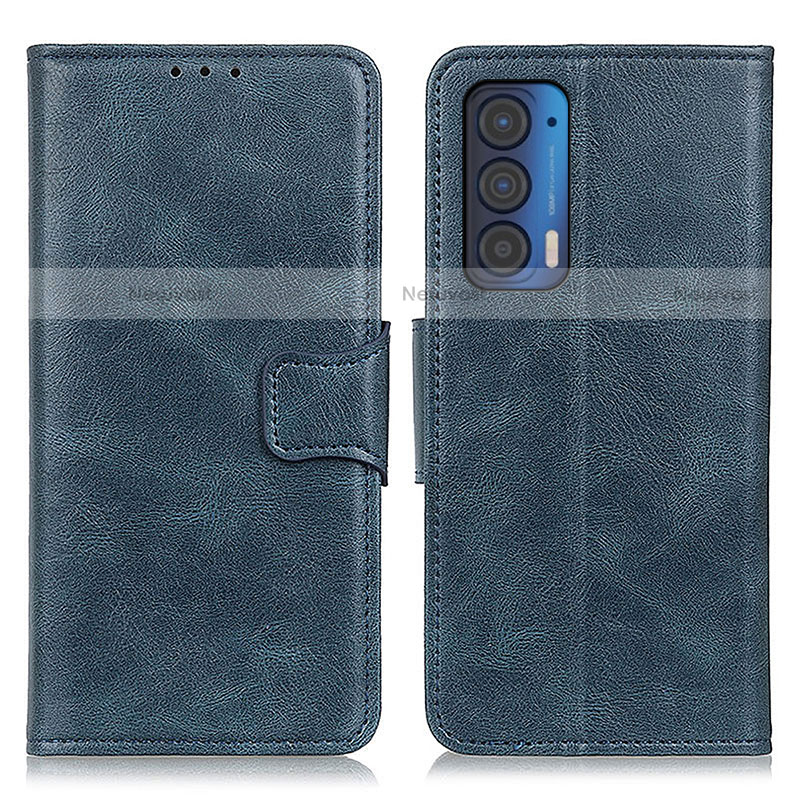 Leather Case Stands Flip Cover Holder M09L for Motorola Moto Edge (2021) 5G Blue