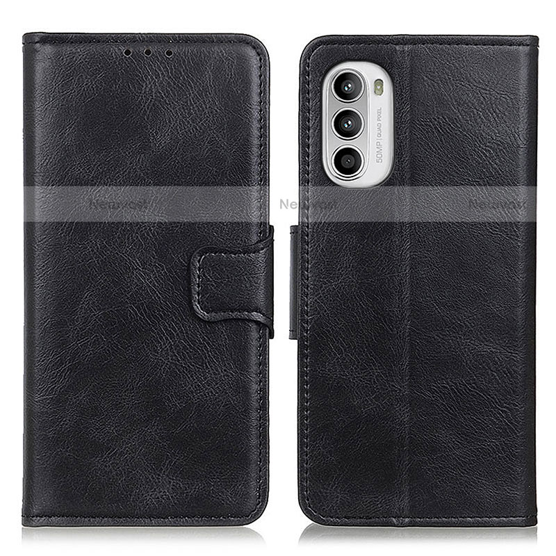 Leather Case Stands Flip Cover Holder M09L for Motorola Moto Edge (2022) 5G Black