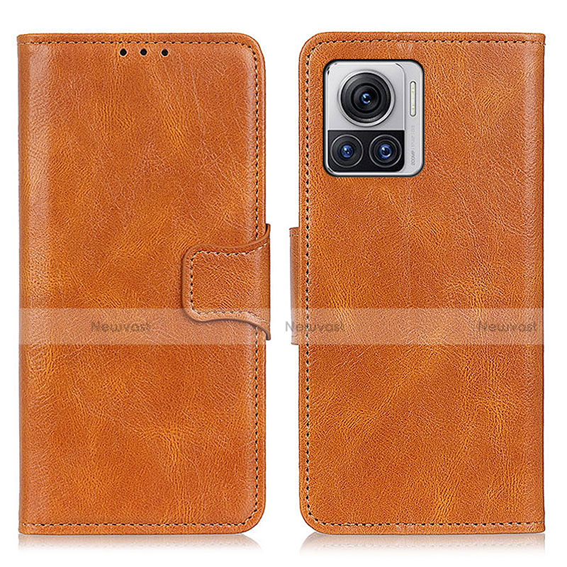 Leather Case Stands Flip Cover Holder M09L for Motorola Moto Edge X30 Pro 5G Brown