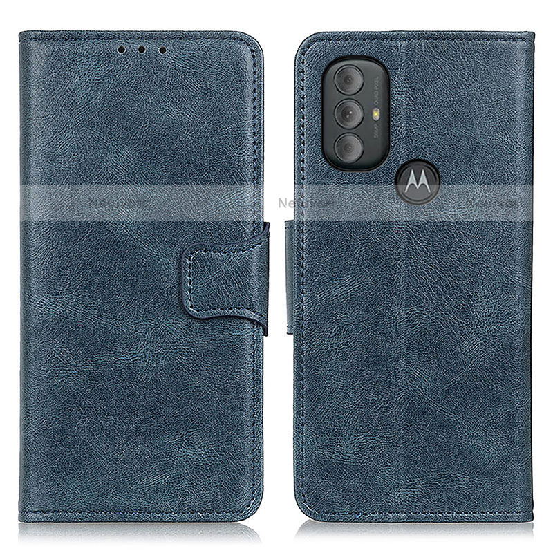 Leather Case Stands Flip Cover Holder M09L for Motorola Moto G Play (2023) Blue