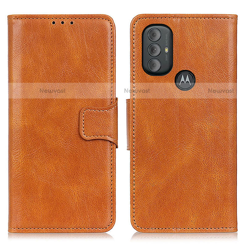 Leather Case Stands Flip Cover Holder M09L for Motorola Moto G Play (2023) Brown