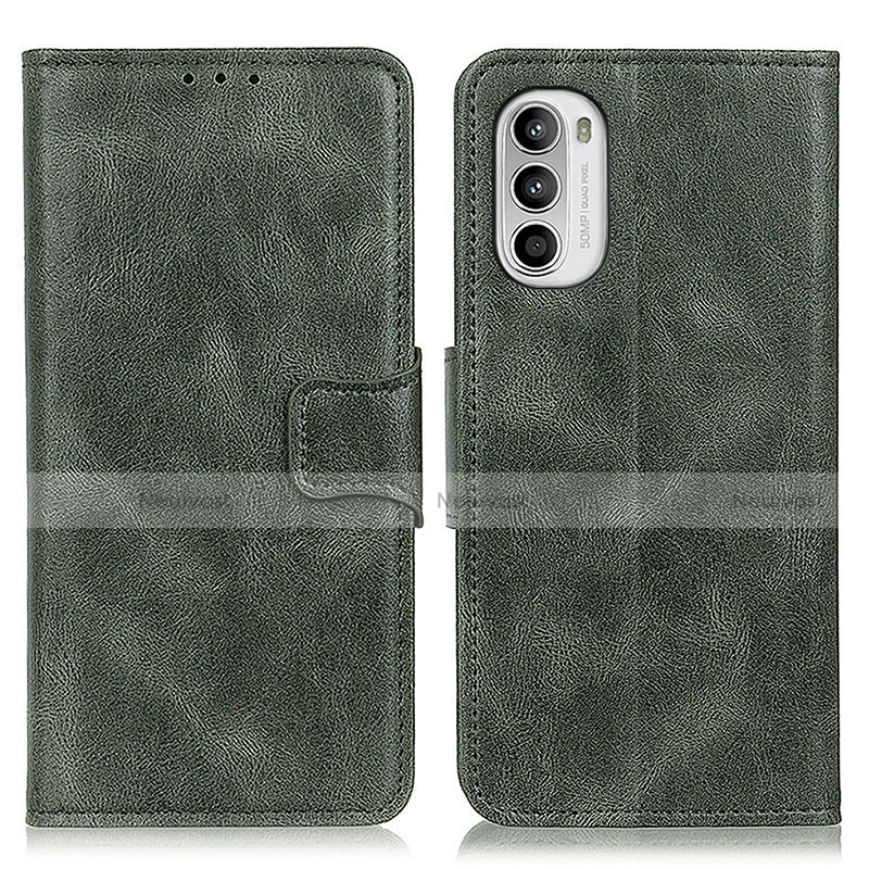 Leather Case Stands Flip Cover Holder M09L for Motorola MOTO G52 Green