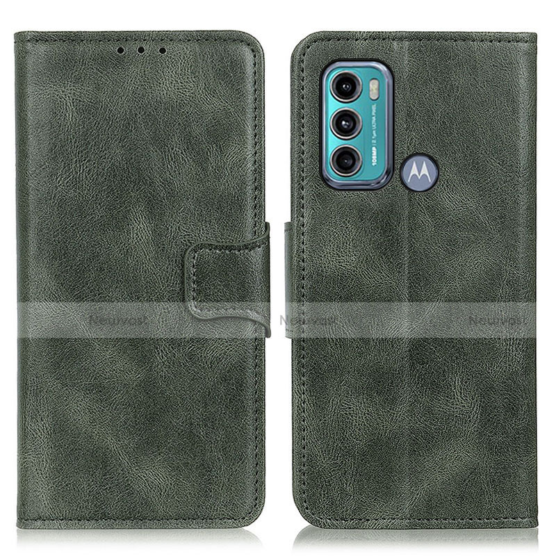 Leather Case Stands Flip Cover Holder M09L for Motorola Moto G60 Green