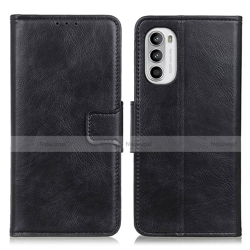 Leather Case Stands Flip Cover Holder M09L for Motorola Moto G71s 5G Black