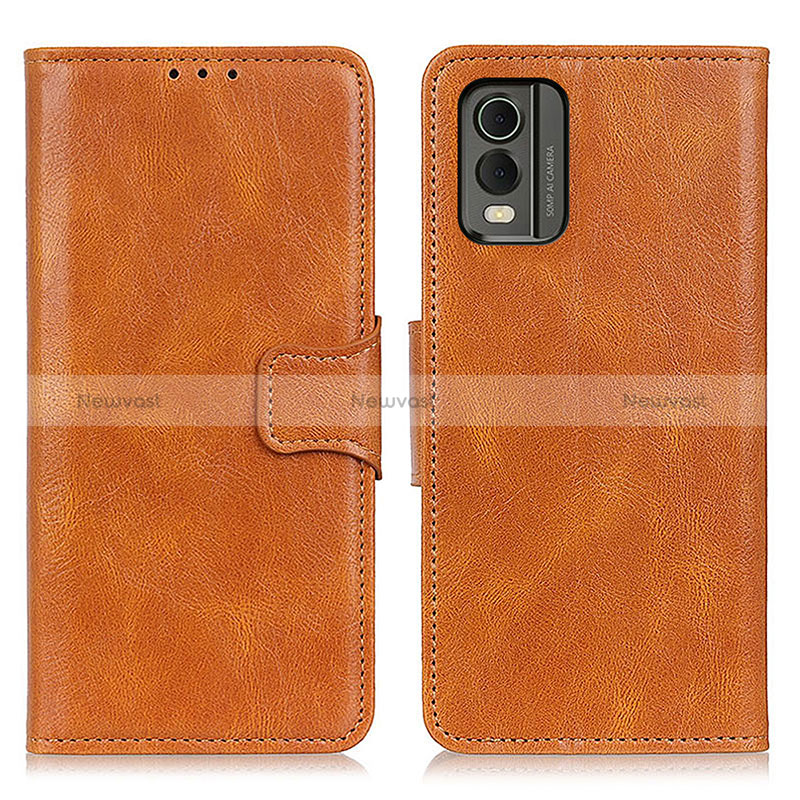 Leather Case Stands Flip Cover Holder M09L for Nokia C210 Brown