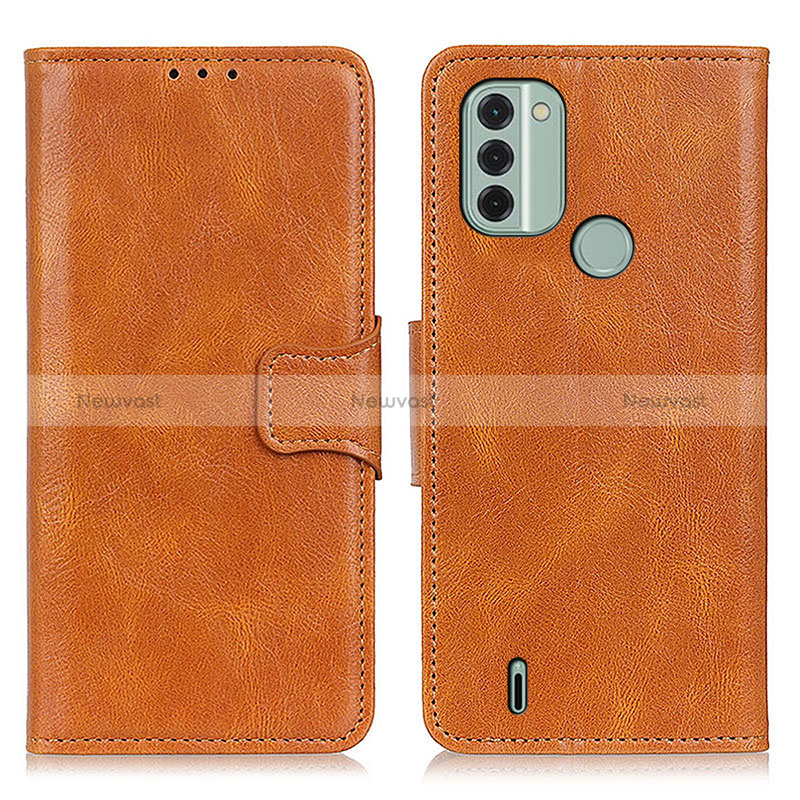 Leather Case Stands Flip Cover Holder M09L for Nokia C31 Brown