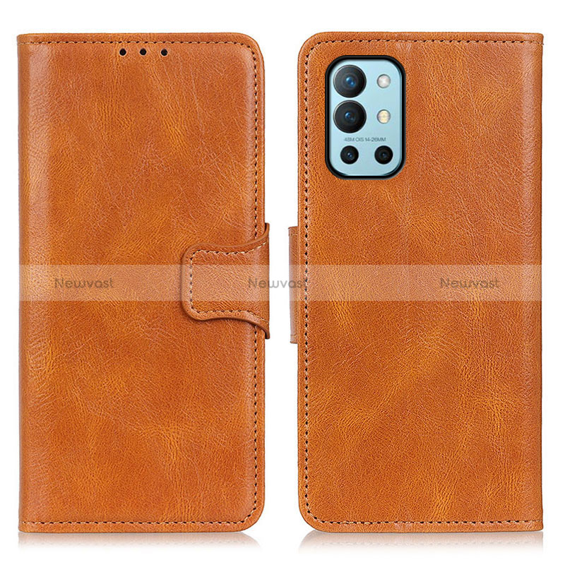 Leather Case Stands Flip Cover Holder M09L for OnePlus 9R 5G Brown